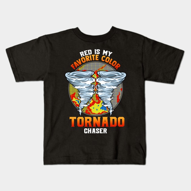 Cute Red Is My Favorite Color Tornado Chaser Kids T-Shirt by theperfectpresents